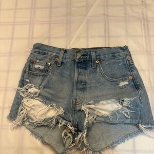 Levi's Light Blue Distressed Jean Shorts